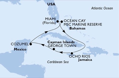 caribbean golf cruise map