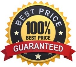logo showing one hundred percent best price guarantee statement