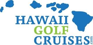 Hawaii Golf Cruises dot com logo image in blue and green