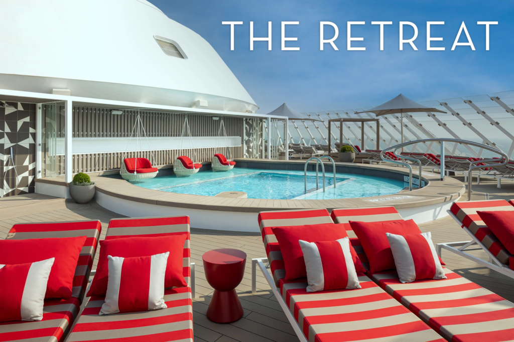 The Retreat swimming pool deck on the Celebrity EDGE cruise ship